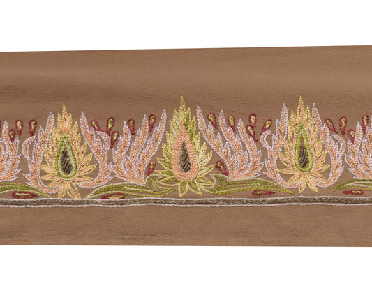 Sushila Vintage Brown Saree Border Indian Craft Sewing Trim Embroidered Lace