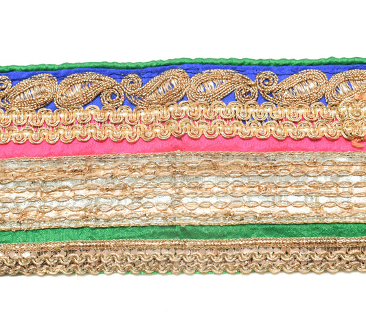 Sushila Vintage Multi-Color Saree Border Indian Craft Sewing Trim Lace Ribbon