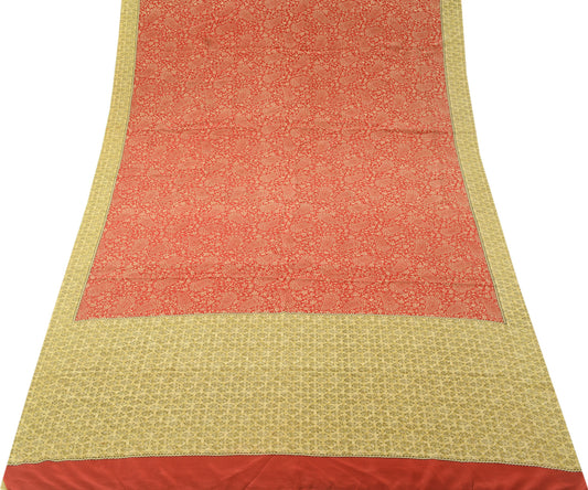 Sushila Vintage Maroon Saree 100% Pure Crepe Silk Printed Paisely Soft Fabric