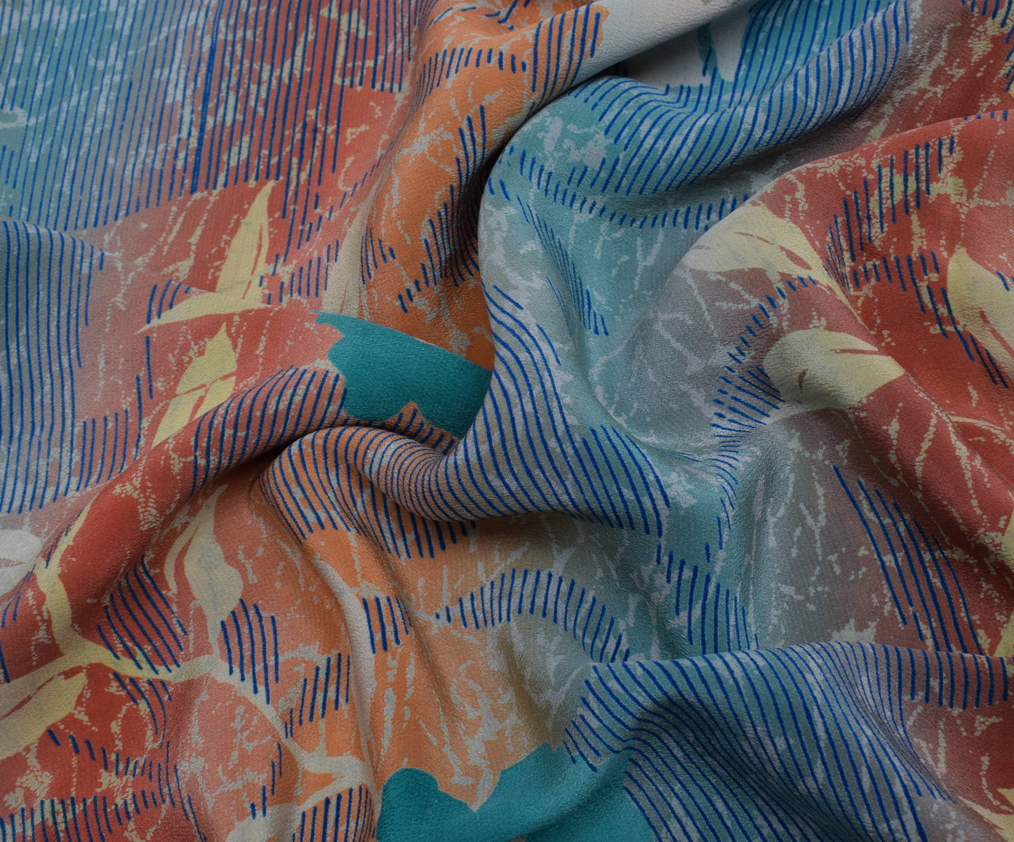 Sushila Vintage Indian Saree 100% Pure Crepe Silk Printed Floral Soft Fabric