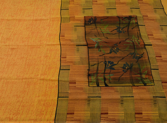 Sushila Vintage Orange Saree 100% Pure Crepe Silk Printed 5 Yard Soft Fabric