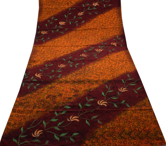 Sushila Vintage Multi-Color Saree Pure Crepe Silk Printed Floral Soft Fabric