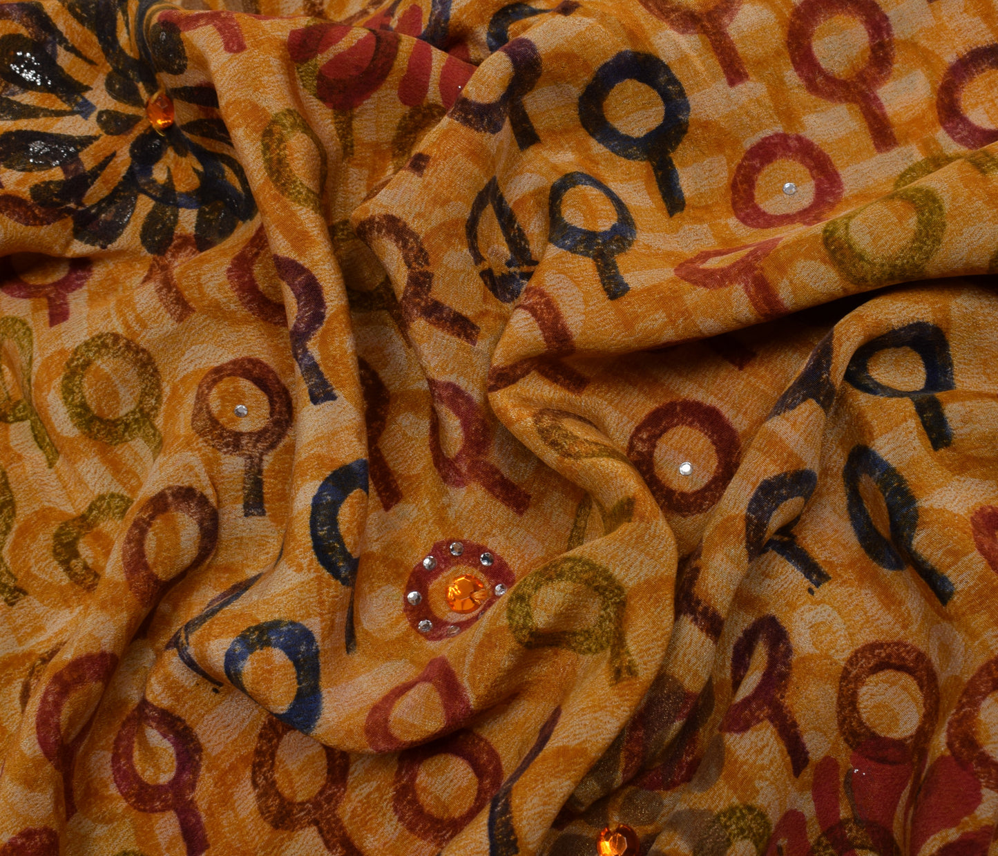 Sushila Vintage Indian Saree 100% Pure Crepe Silk Printed Floral Soft Fabric