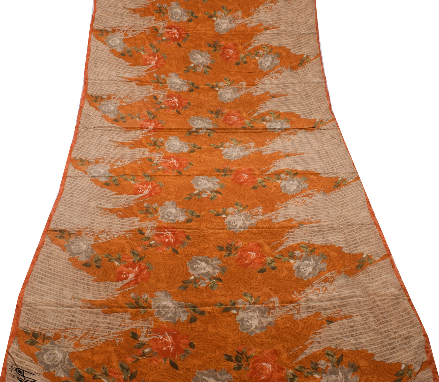 Sushila Vintage Indian Saree 100% Pure Crepe Silk Printed Floral Soft Fabric