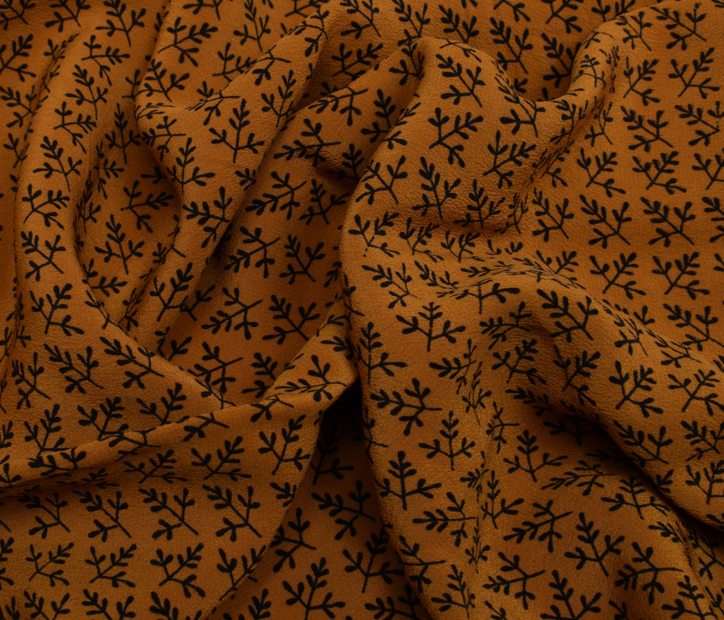 Sushila Vintage Mustard Saree 100% Pure Crepe Silk Printed Floral Soft Fabric