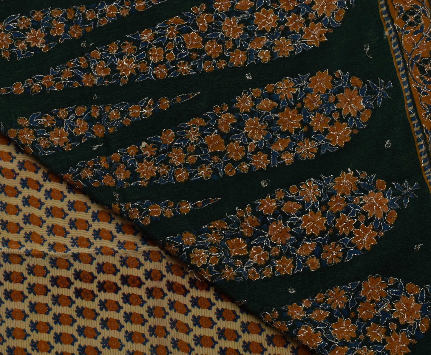 Sushila Vintage Light Brown Saree Pure Crepe Silk Printed Floral Soft Fabric