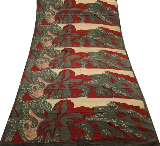 Sushila Vintage Multi-Color Saree Pure Crepe Silk Printed 5 Yard Soft Fabric