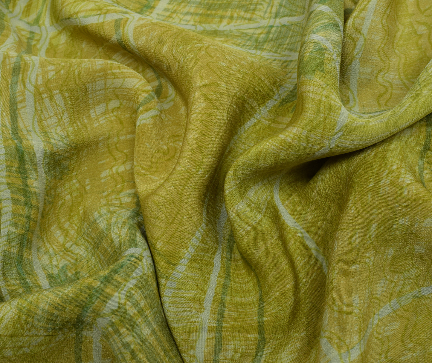 Sushila Vintage Green Saree 100% Pure Crepe Silk Printed 5 Yard Soft Fabric