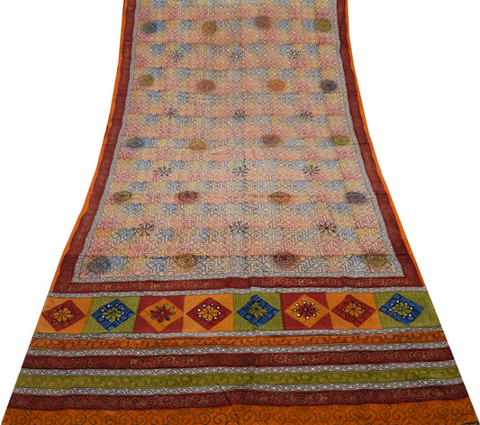 Sushila Vintage Multi-Color Saree Pure Crepe Silk Printed Floral Soft Fabric