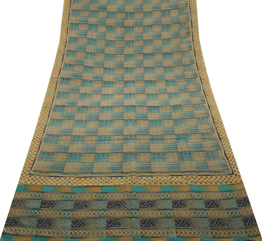 Sushila Vintage Multi-Color Saree Pure Crepe Silk Printed 5 Yard Soft Fabric