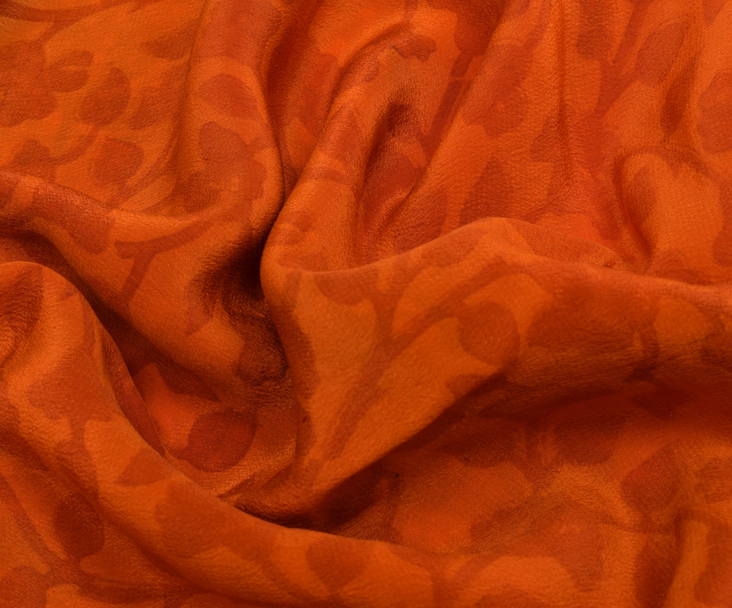 Sushila Vintage Orange Saree 100% Pure Crepe Silk Printed Floral Soft Fabric