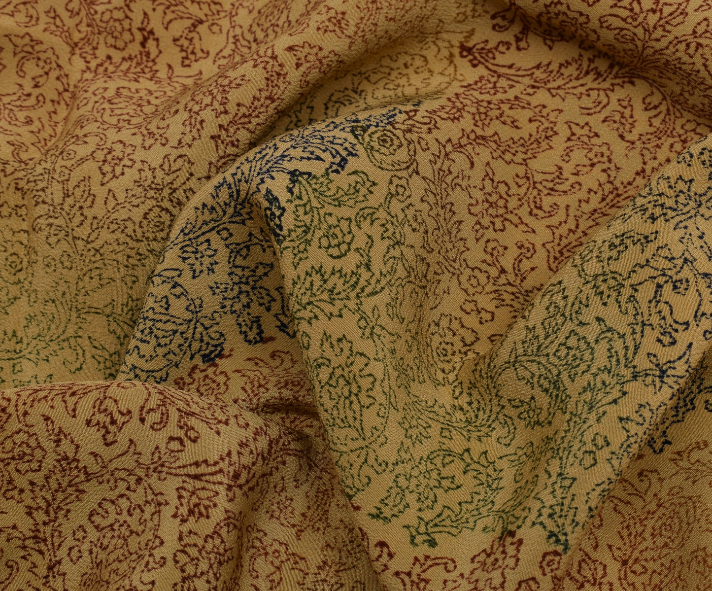 Sushila Vintage Brown Saree 100% Pure Crepe Silk Printed Floral Soft Fabric