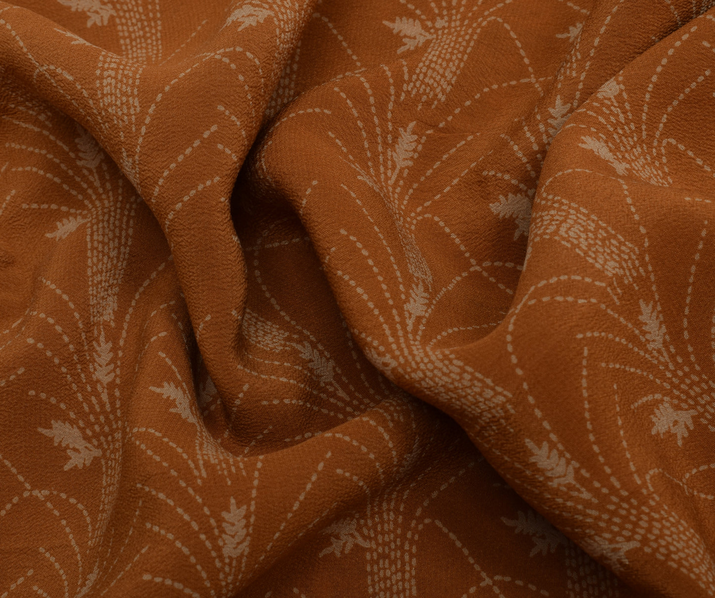 Sushila Vintage Brown Saree 100% Pure Crepe Silk Printed Floral Soft Fabric