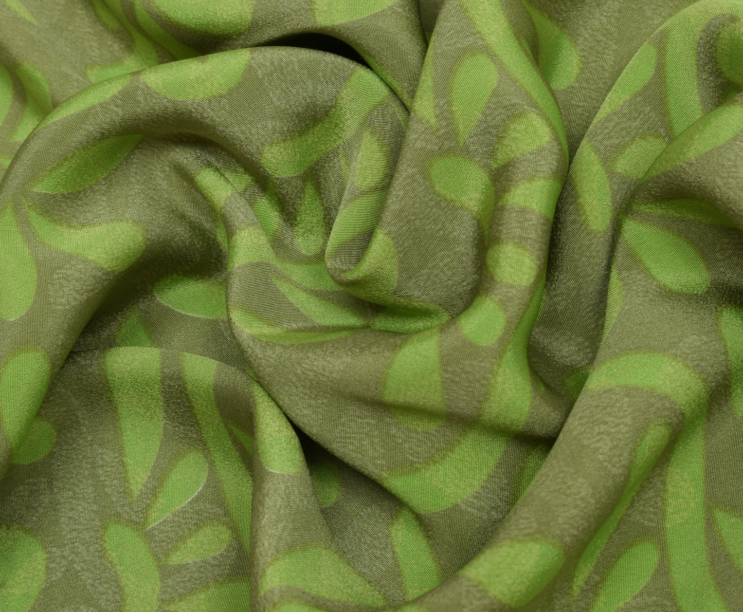 Sushila Vintage Green Indian Saree Blend Crepe Silk Printed Floral Soft Fabric