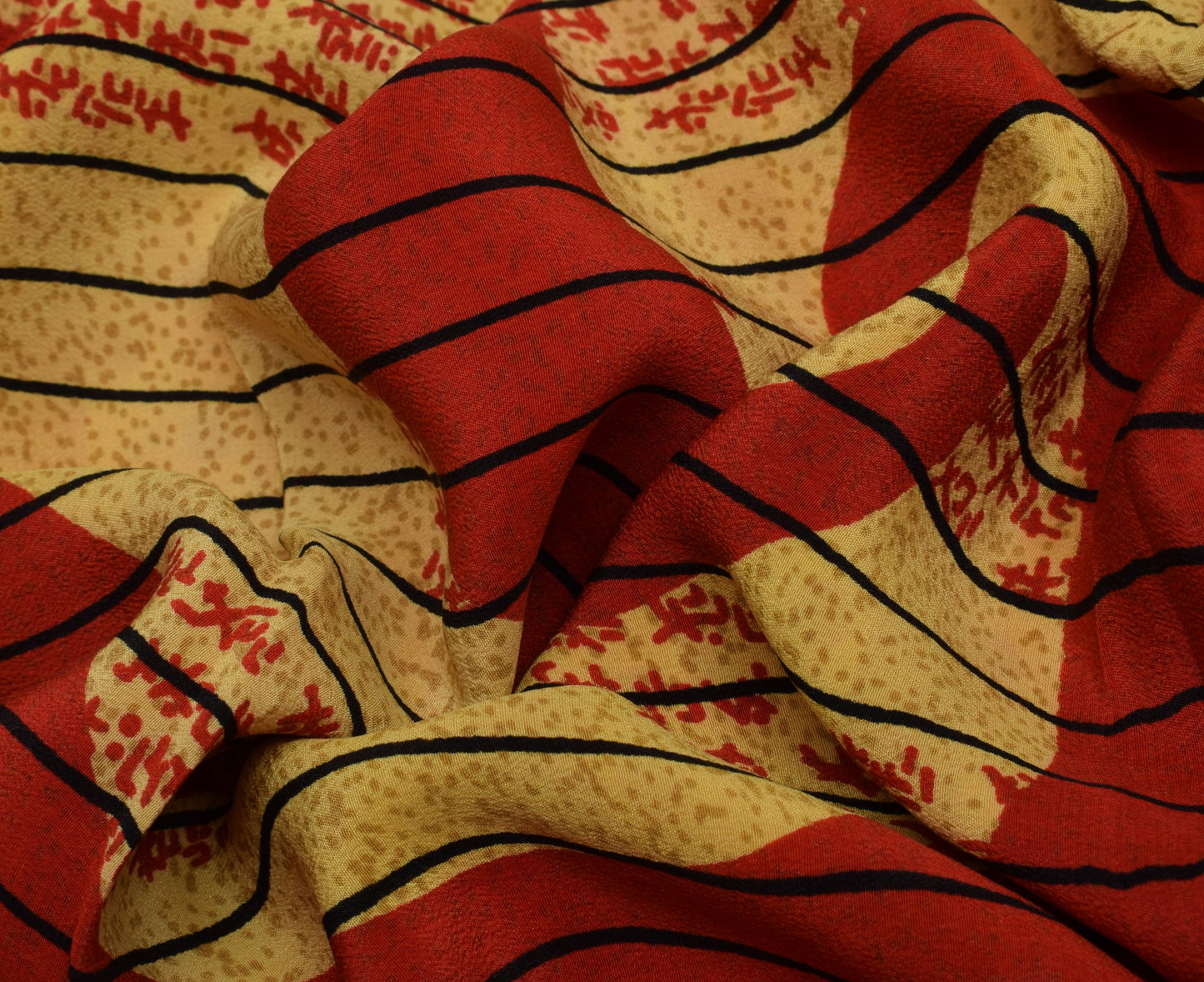 Sushila Vintage Yellow Saree 100% Pure Crepe Silk Printed 5 Yard Soft Fabric