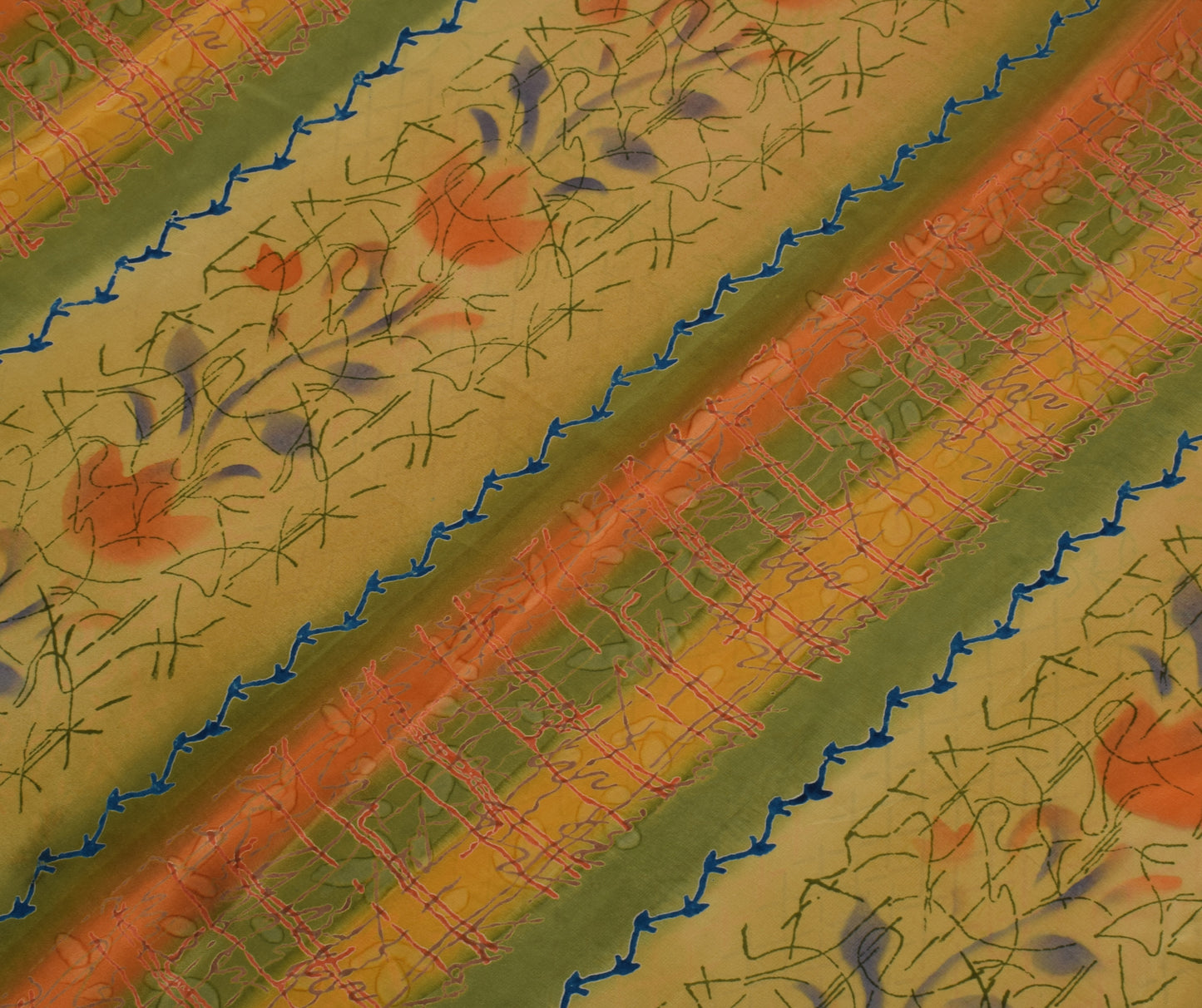 Sushila Vintage Multi-Color Saree Pure Crepe Silk Printed Floral Soft Fabric