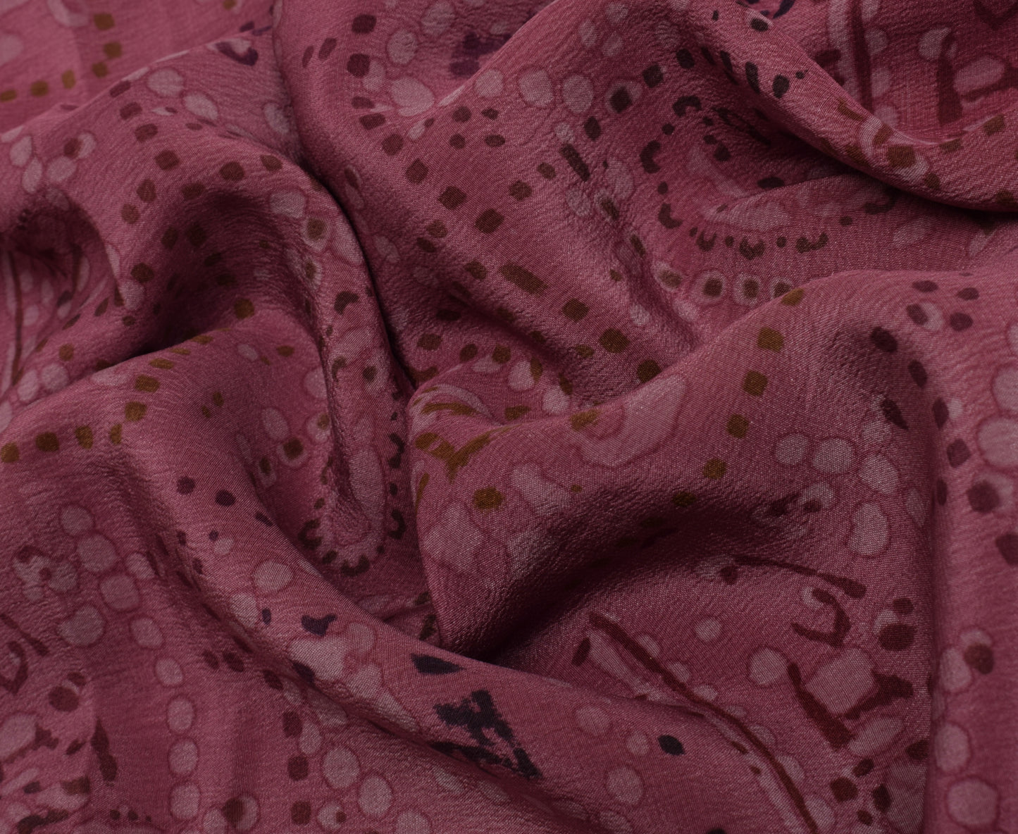 Sushila Vintage Mauve Saree 100% Pure Crepe Silk Printed 5 Yard Soft Sari Fabric