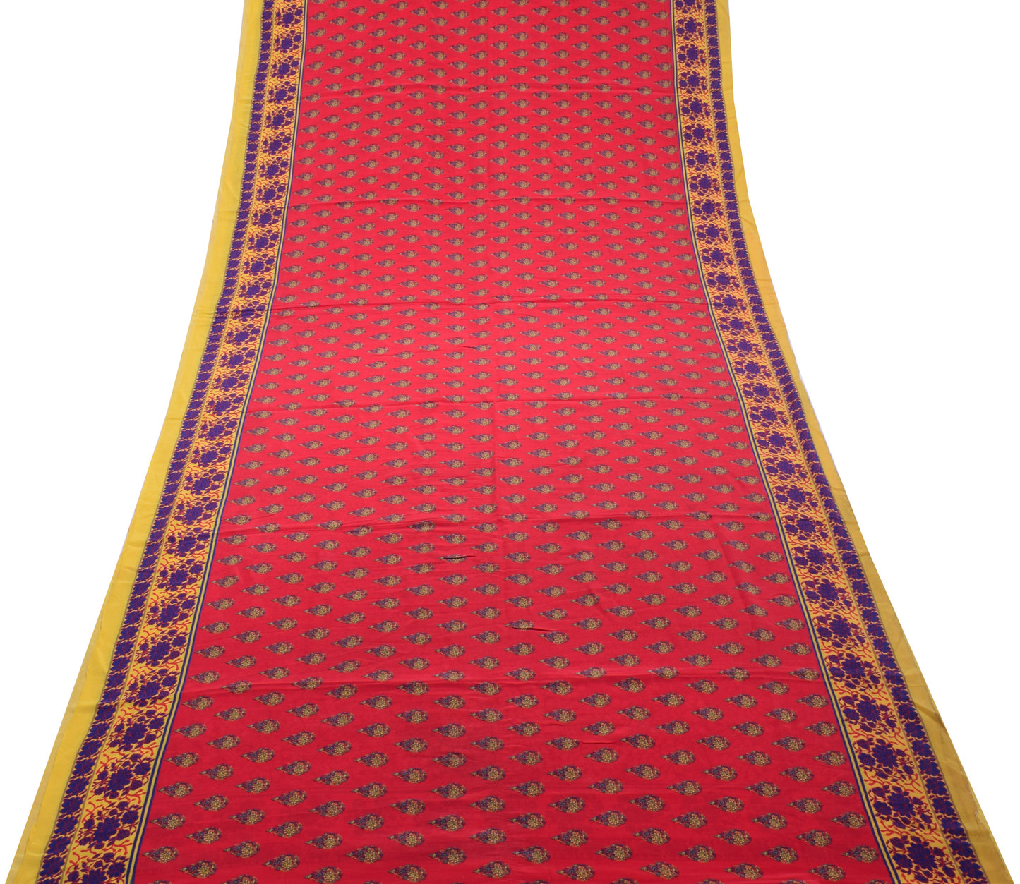 Sushila Vintage Indian Saree 100% Pure Crepe Silk Printed Floral Soft Fabric