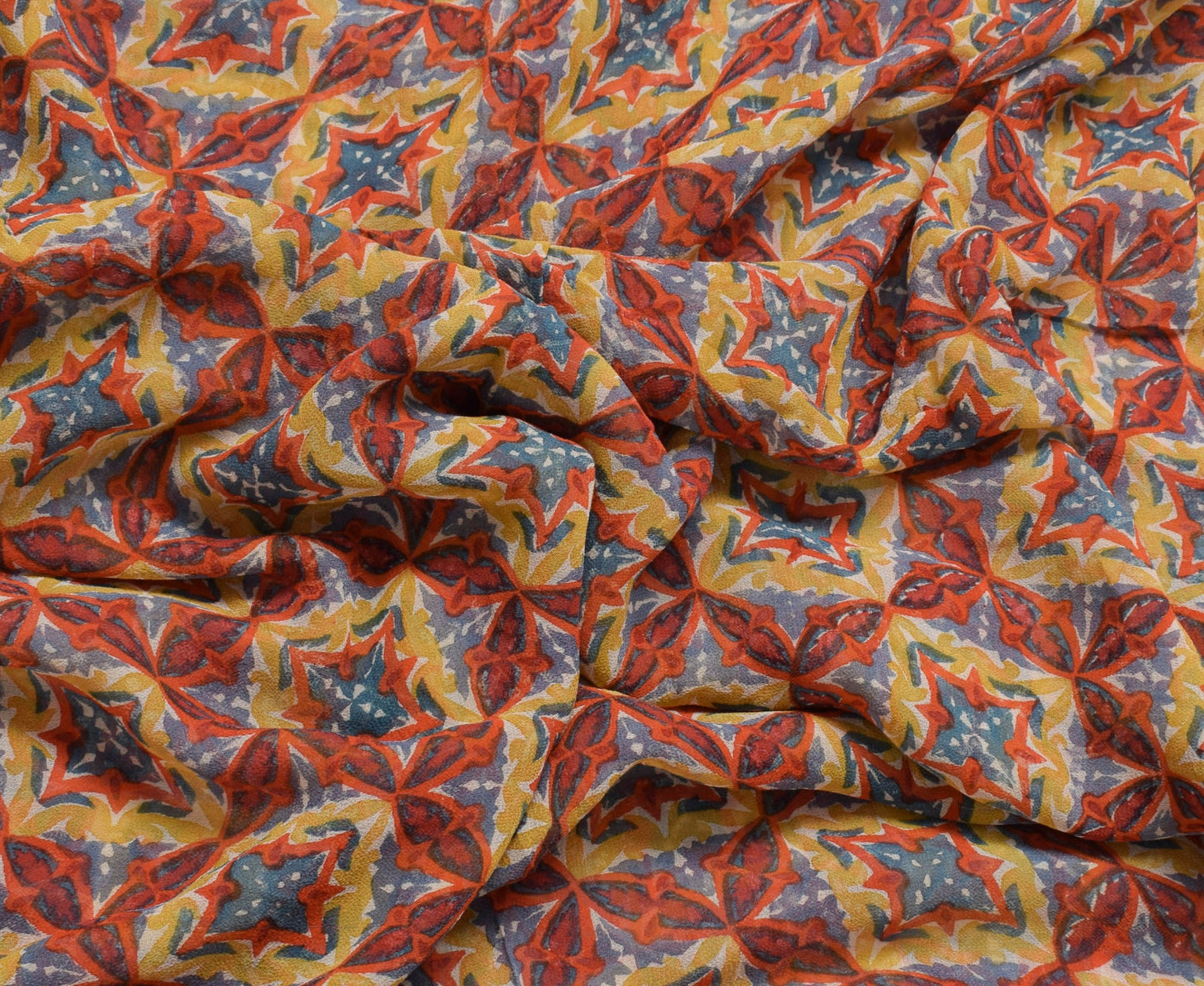 Sushila Vintage Gray Saree 100% Pure Georgette Silk Printed Soft Craft Fabric
