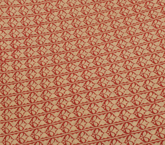 Sushila Vintage Brown Saree 100% Pure Cotton Printed Paisley Soft Craft Fabric