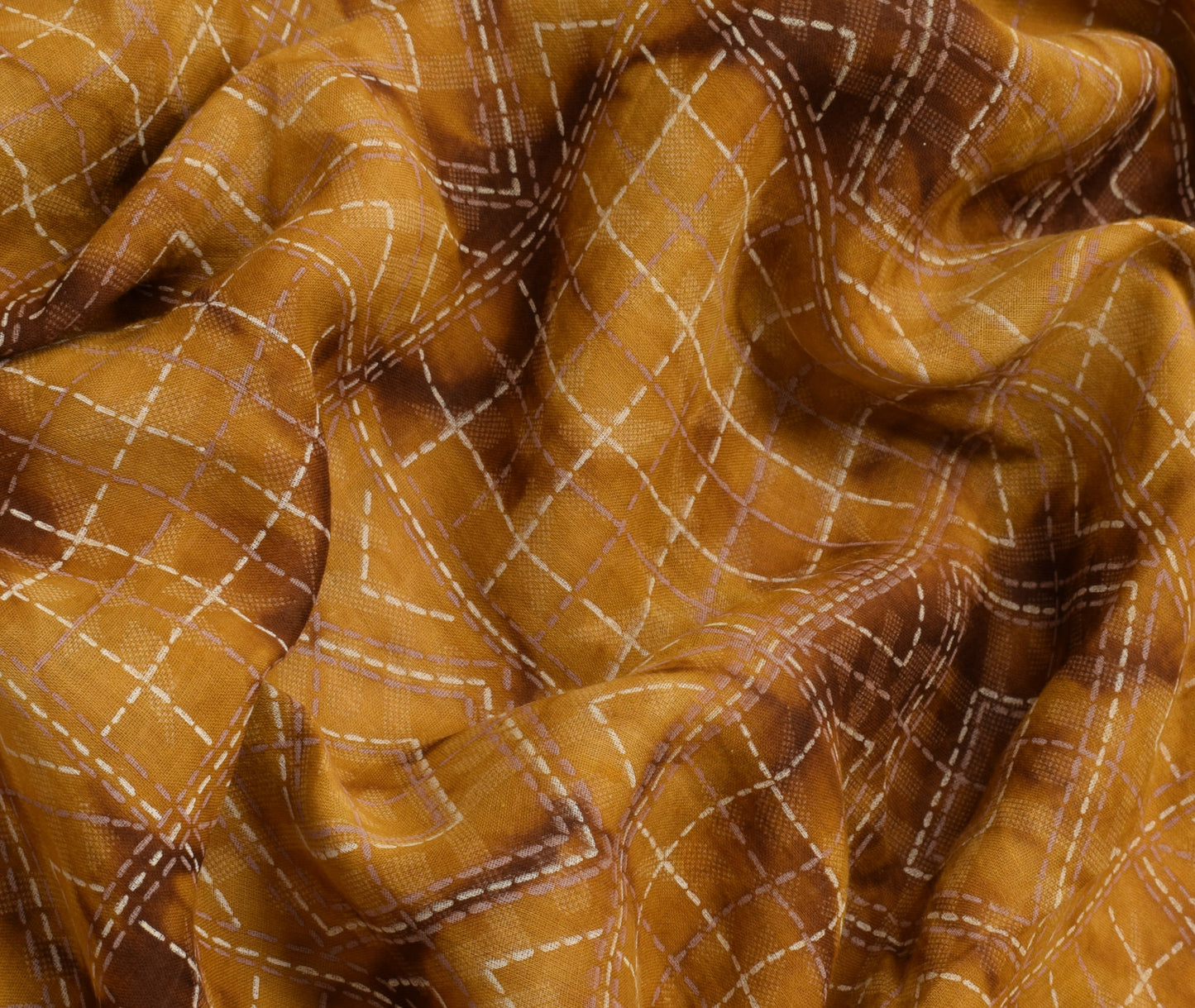 Sushila Vintage Brown Saree 100% Pure Cotton Printed Floral Soft Craft Fabric