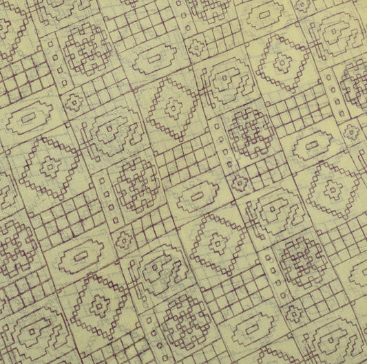 Sushila Vintage Cream Saree 100% Pure Cotton Printed Floral Sheer Craft Fabric