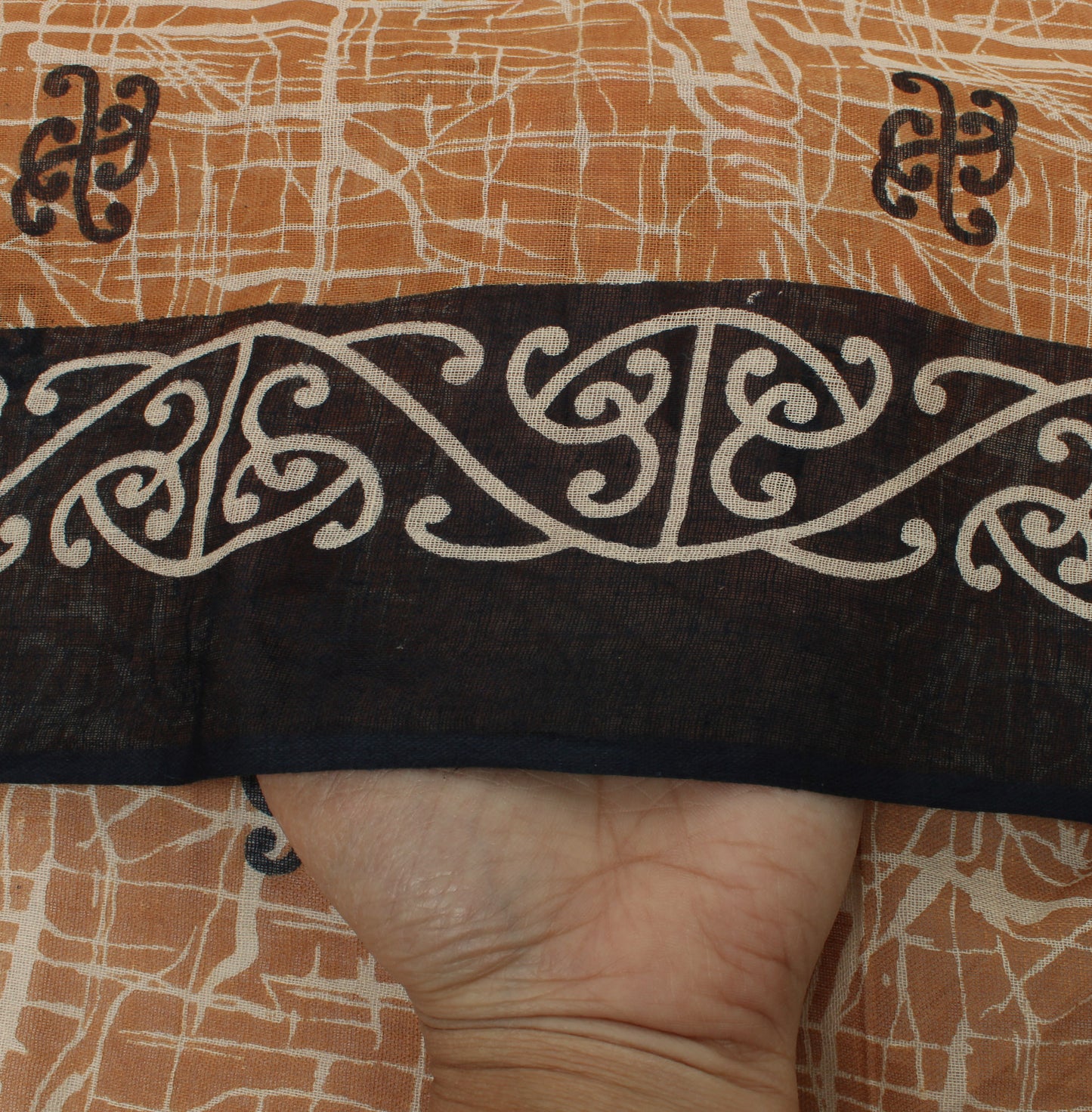 Sushila Vintage Brown Saree 100% Pure Cotton Printed Indian Soft Craft Fabric