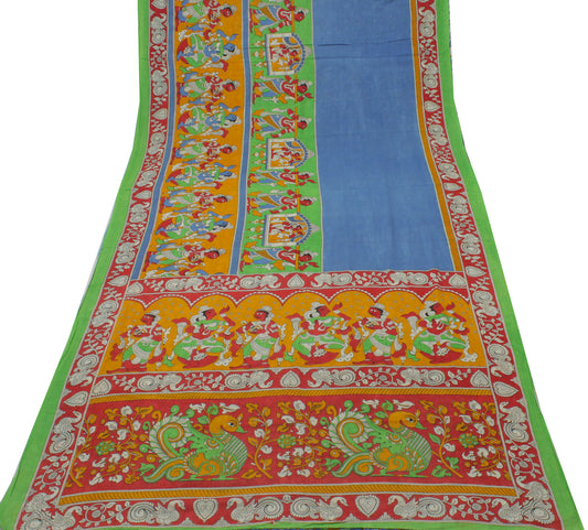 Sushila Vintage Multi-Color Sari Pure Cotton Printed Human Soft Craft Fabric