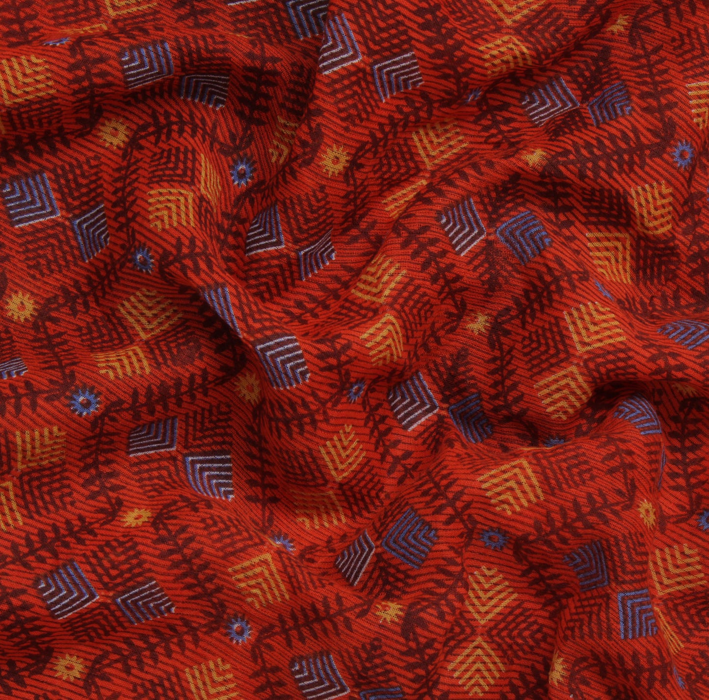 Sushila Vintage Orange Indian Saree 100% Pure Cotton Printed Soft Craft Fabric