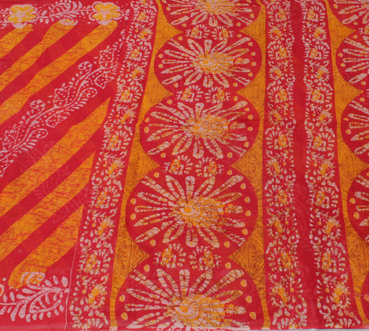 Sushila Vintage Indian Saree 100% Pure Cotton Batik Printed Floral Craft Fabric