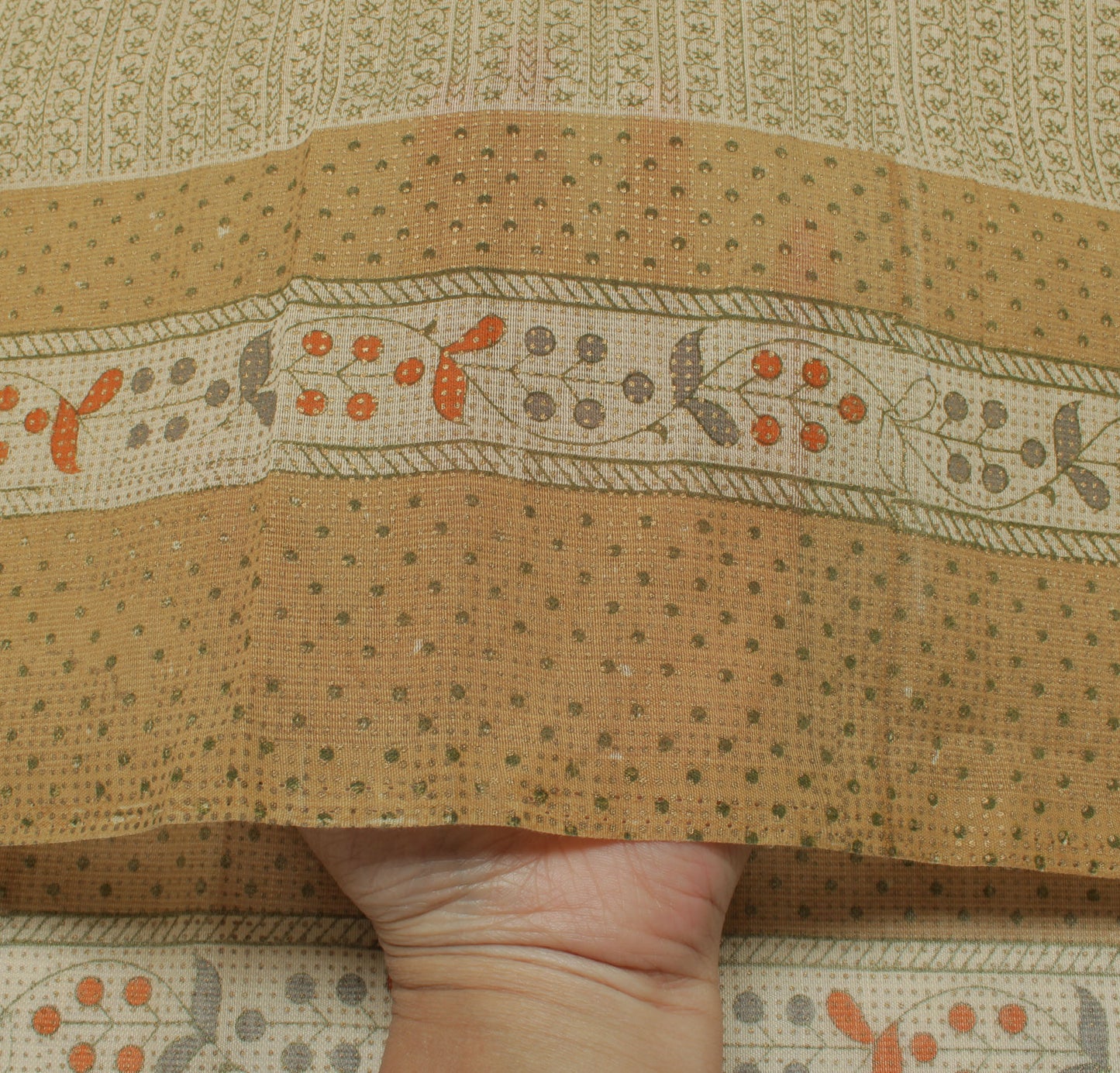 Sushila Vintage Indian Saree Blend Cotton Printed Floral 5 Yard Craft Fabric