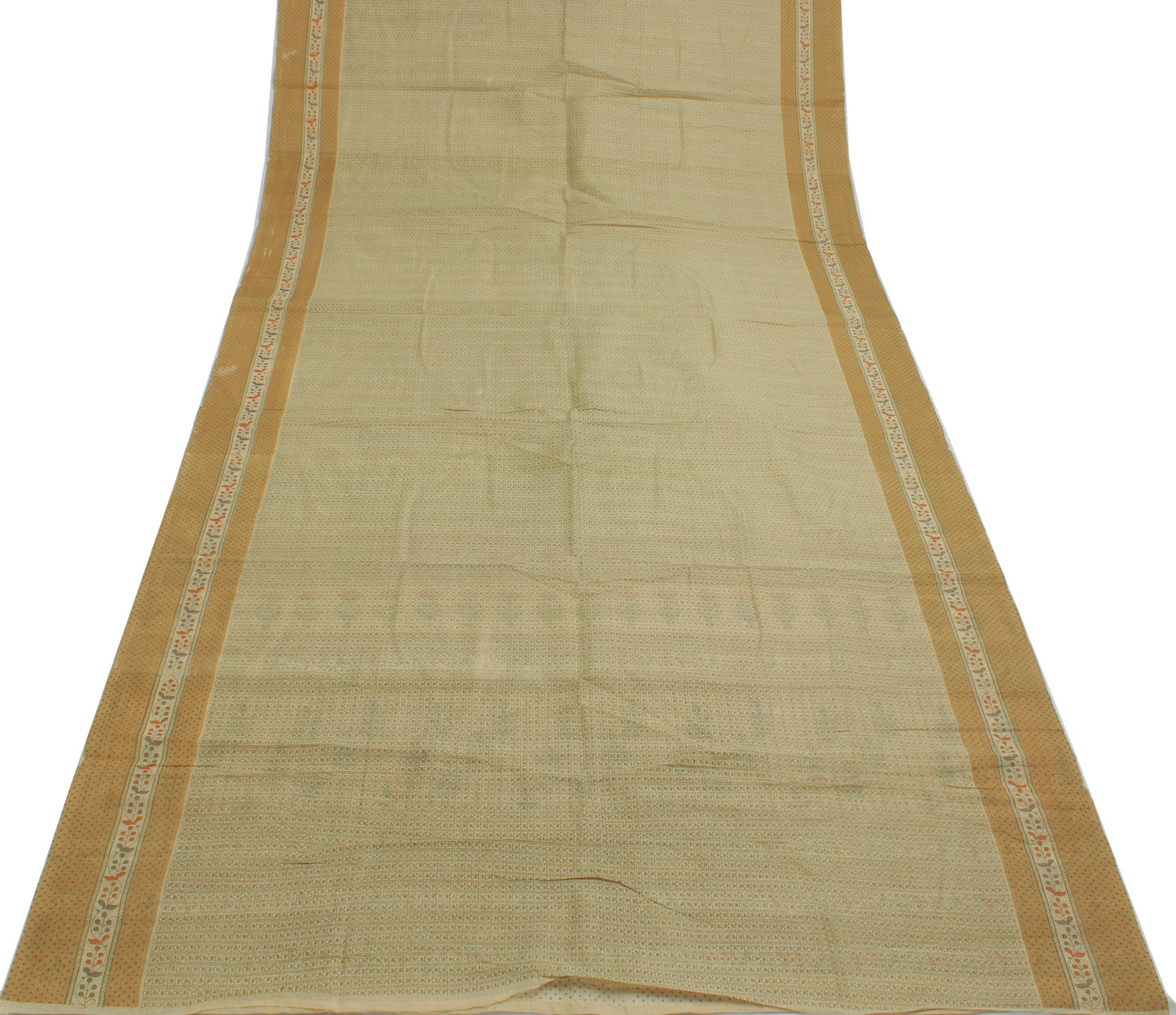 Sushila Vintage Indian Saree Blend Cotton Printed Floral 5 Yard Craft Fabric
