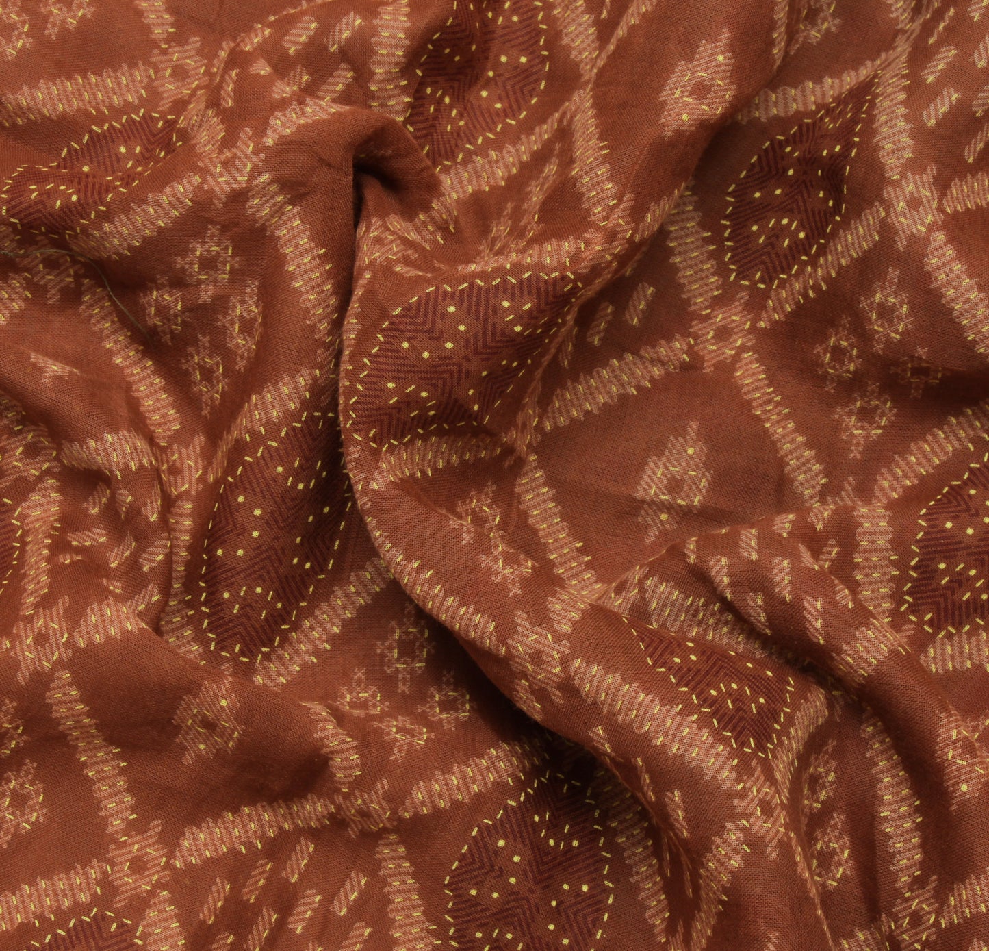 Sushila Vintage Brown Indian Saree 100% Pure Cotton Printed 5 Yard Craft Fabric