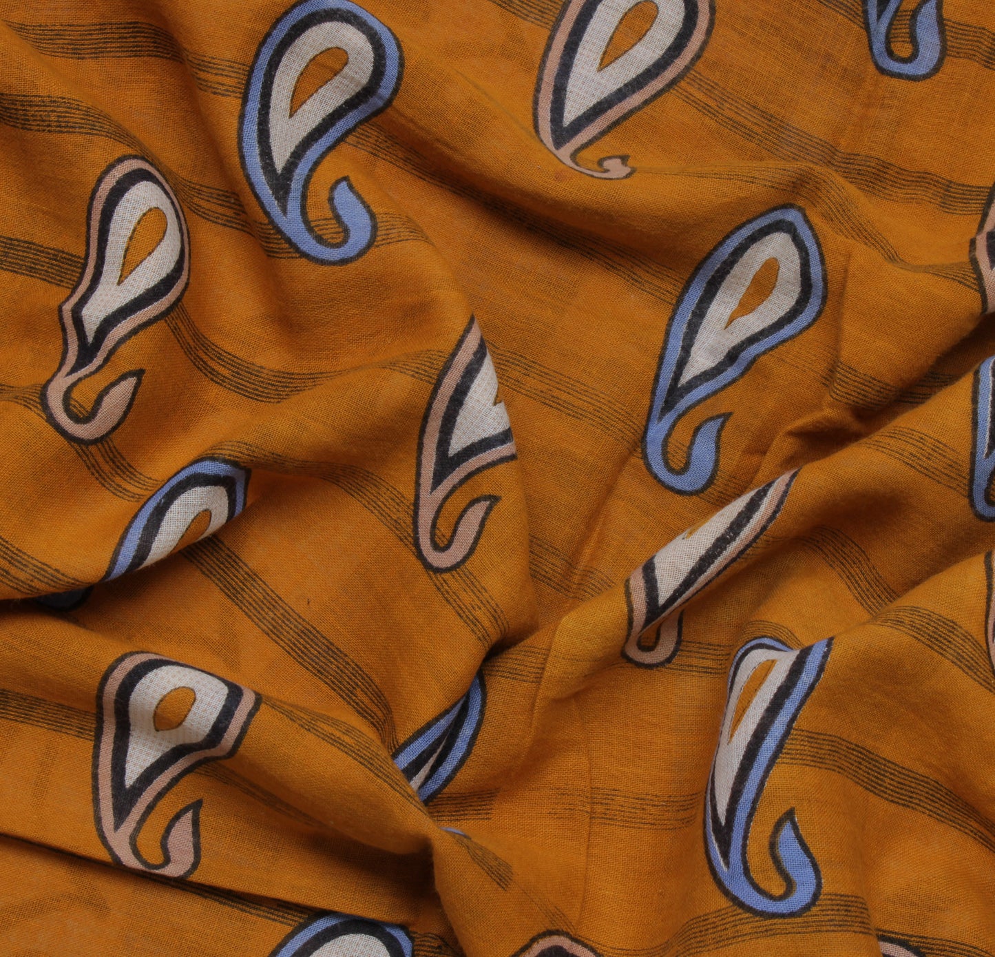 Sushila Vintage Mustard Saree 100% Pure Cotton Printed Paisley Craft Fabric
