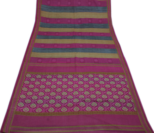 Sushila Vintage Multi-Color Indian Saree Pure Cotton Printed Soft Craft Fabric
