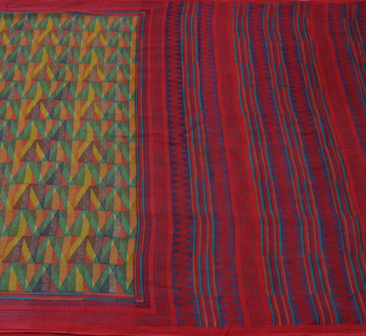 Sushila Vintage Multi-Color Saree 100% Pure Cotton Printed Soft Craft Fabric