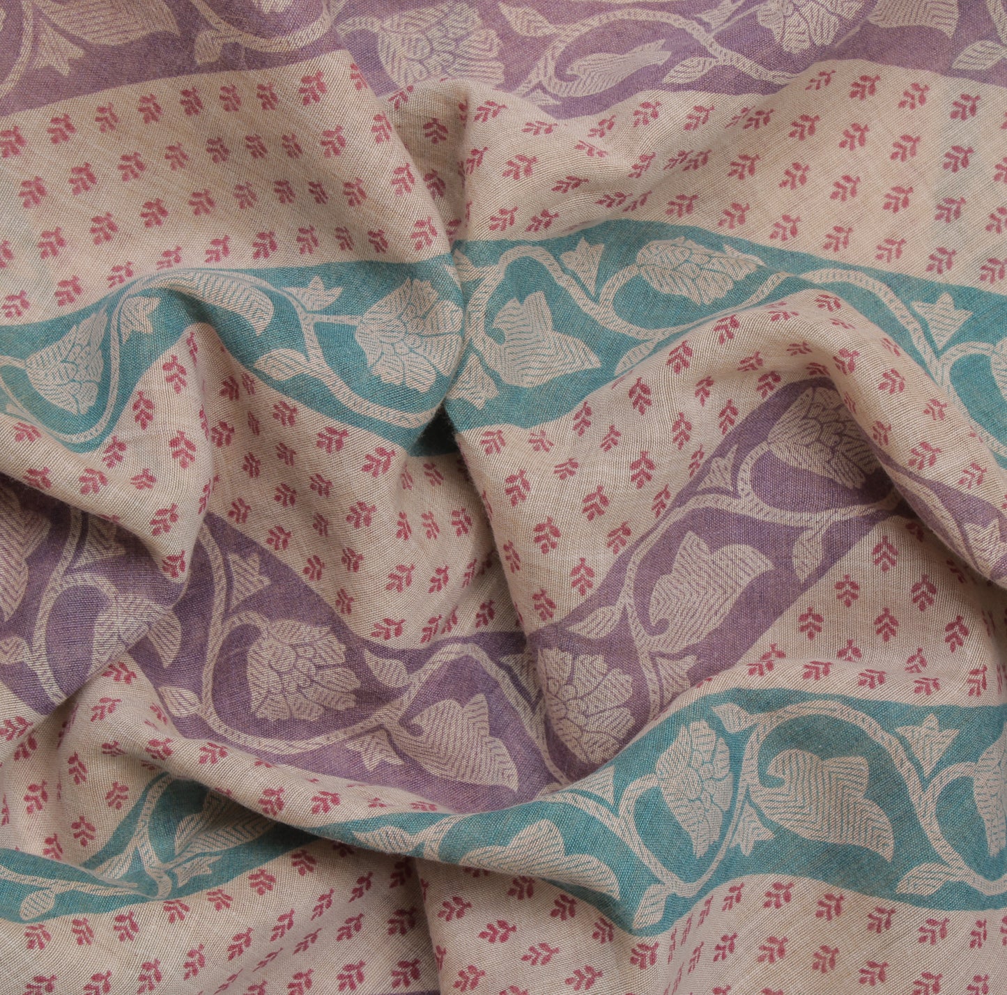 Sushila Vintage Cream Saree 100% Pure Cotton Printed Woven Soft Craft Fabric
