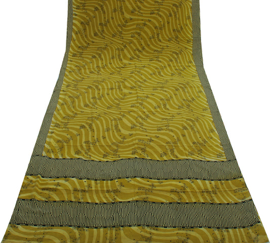 Sushila Vintage Green Saree 100% Pure Crepe Silk Printed Floral Soft Fabric