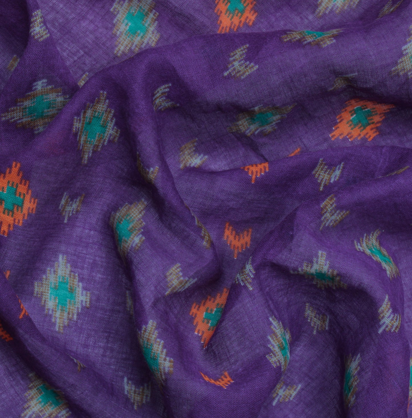 Sushila Vintage Purple Saree 100% Pure Cotton Printed Soft 5 Yard Craft Fabric