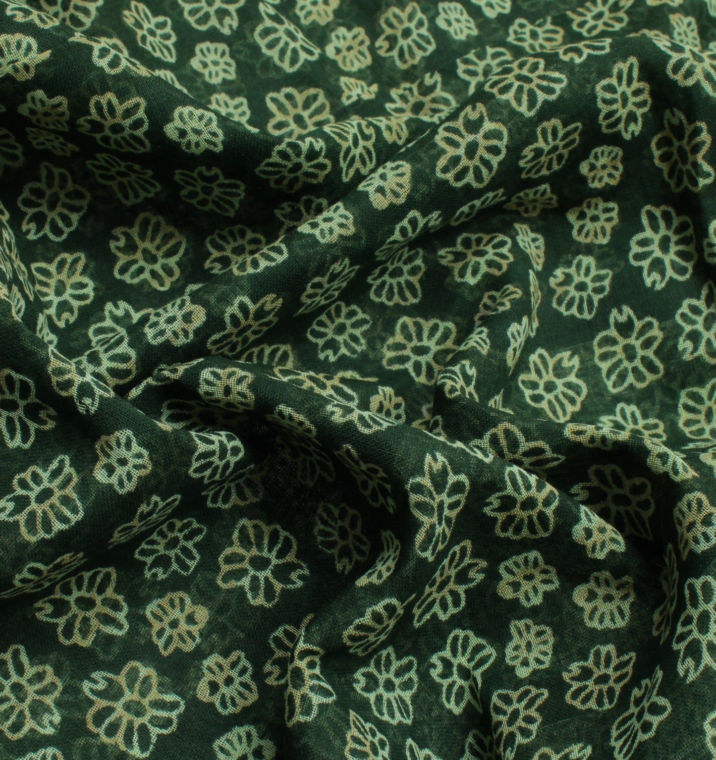 Sushila Vintage Green Indian Saree 100% Pure Cotton Printed Floral Craft Fabric