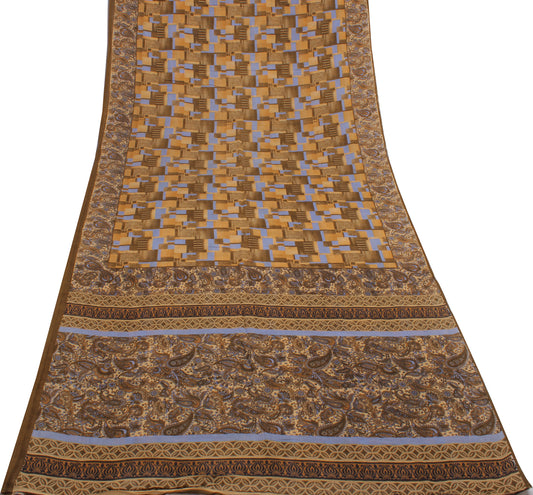 Sushila Vintage Indian Saree 100% Pure Cotton Printed Soft Craft Sari Fabric