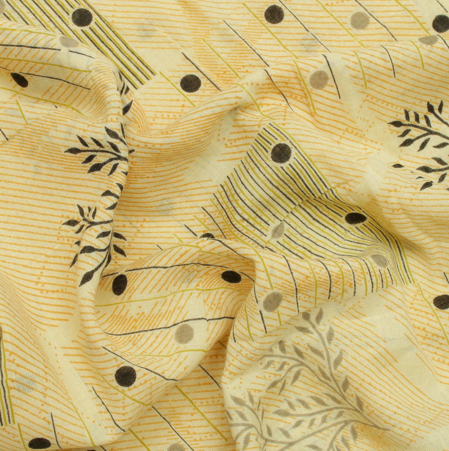 Sushila Vintage Cream Saree 100% Pure Cotton Printed Floral Soft Craft Fabric