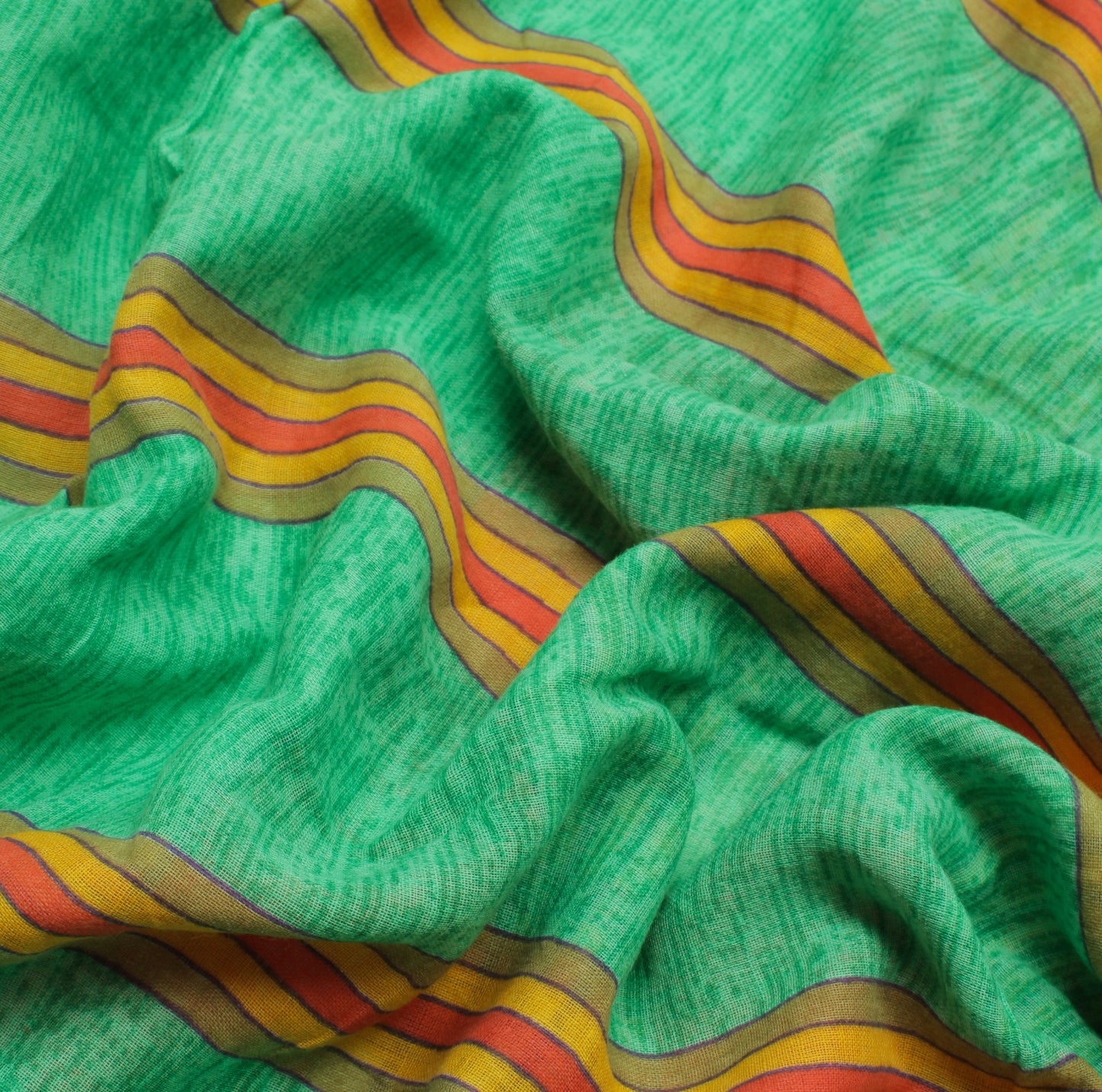 Sushila Vintage Green Saree 100% Pure Cotton Printed Floral Soft Craft Fabric