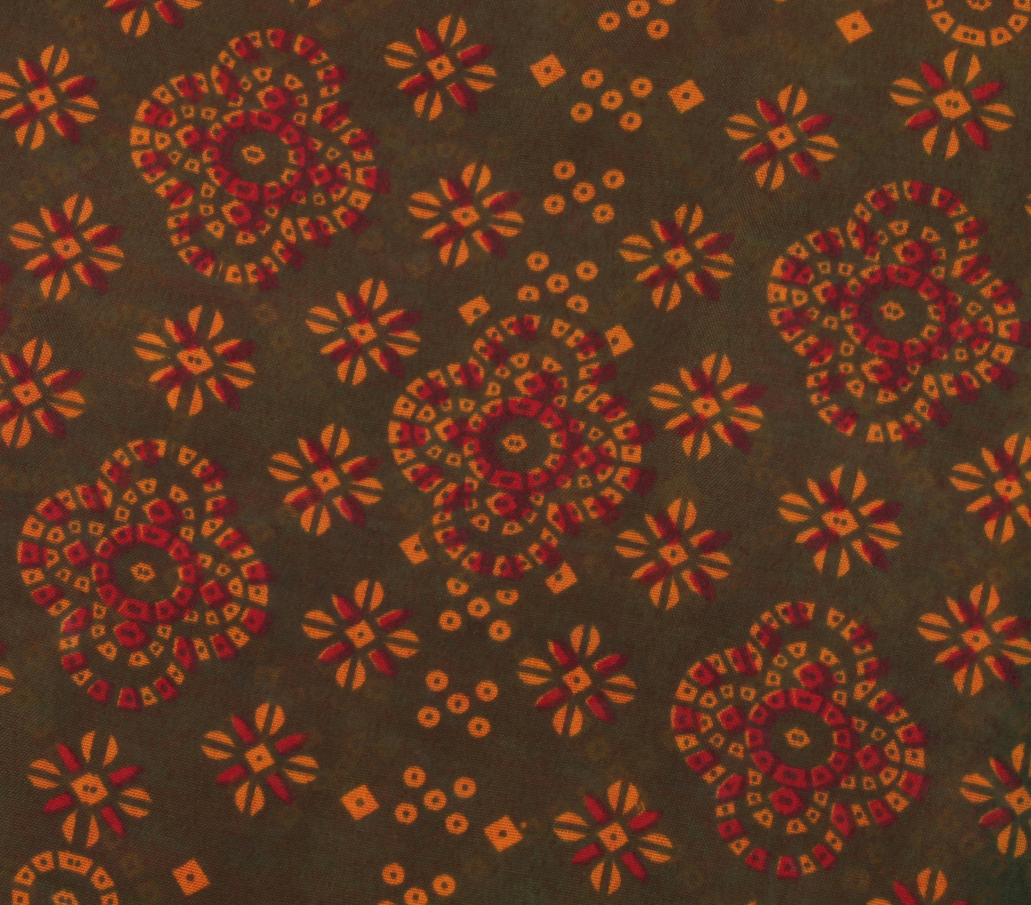 Sushila Vintage Red Indian Saree Blend Cotton Bandhani Printed Craft Sari Fabric
