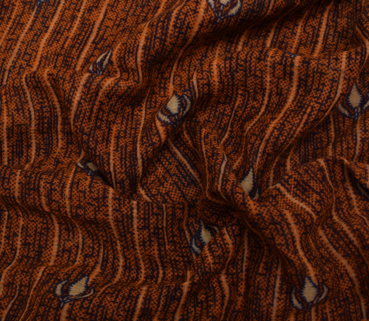 Sushila Vintage Brown Saree 100% Pure Cotton Printed 5 Yard Soft Craft Fabric