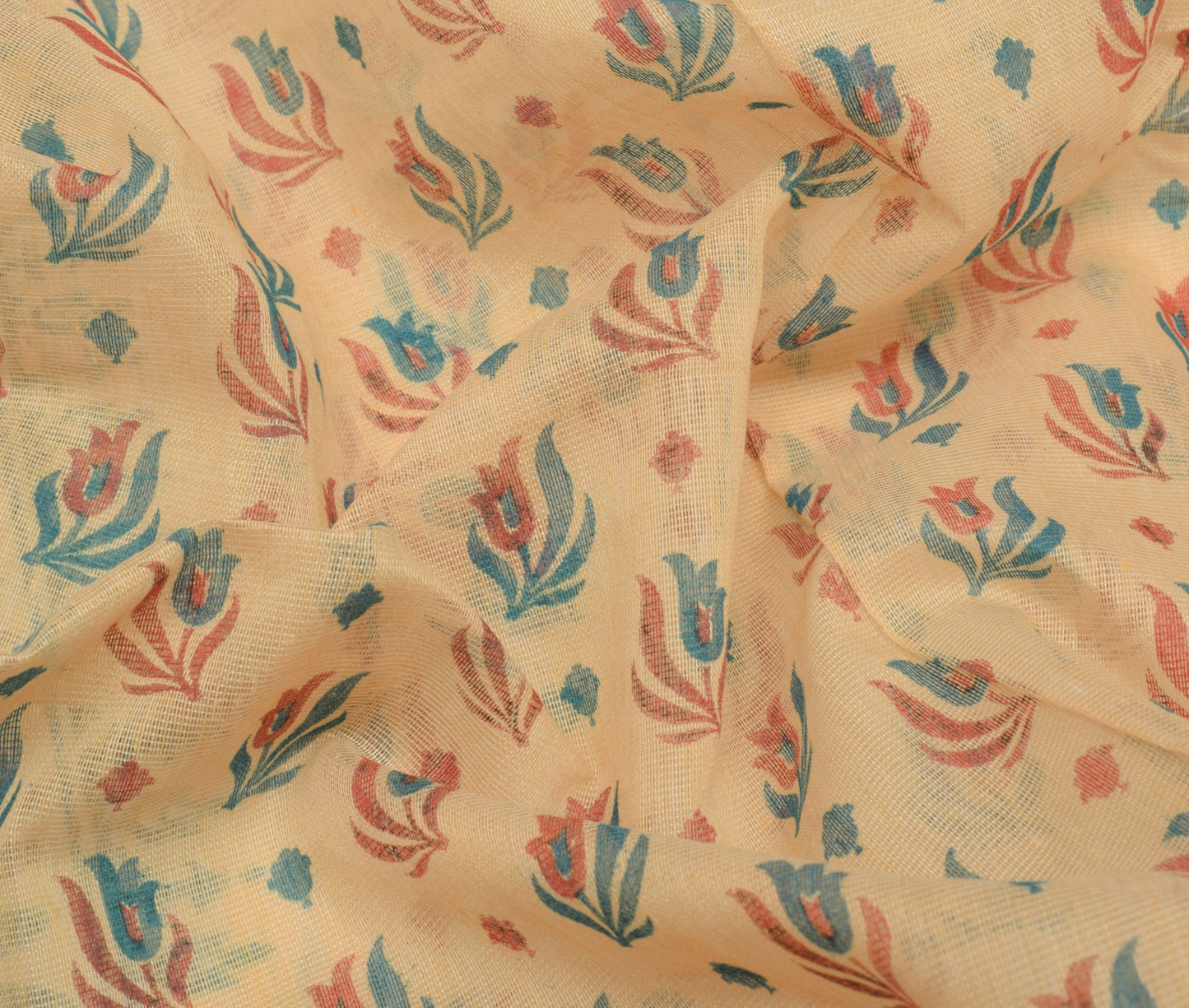 Sushila Vintage Light Brown Saree Blend Cotton Printed Floral Craft Fabric
