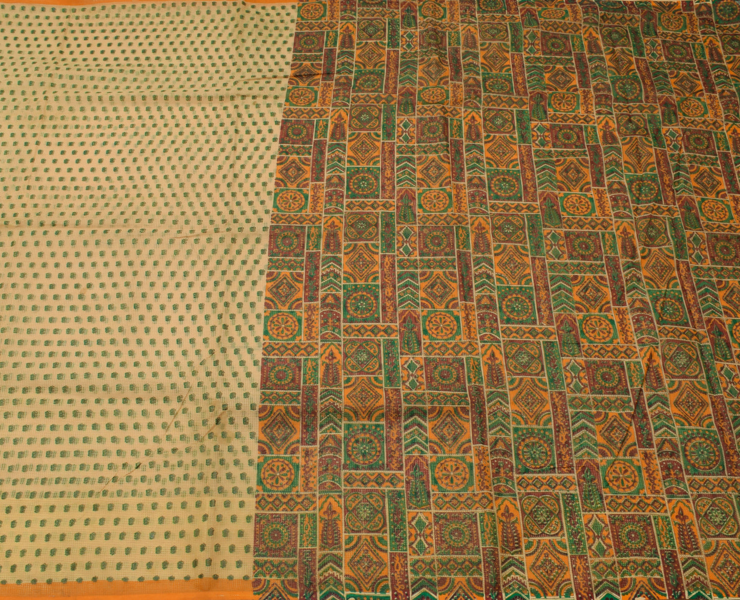 Sushila Vintage Light Brown Saree Blend Cotton Printed Floral Sheer Craft Fabric