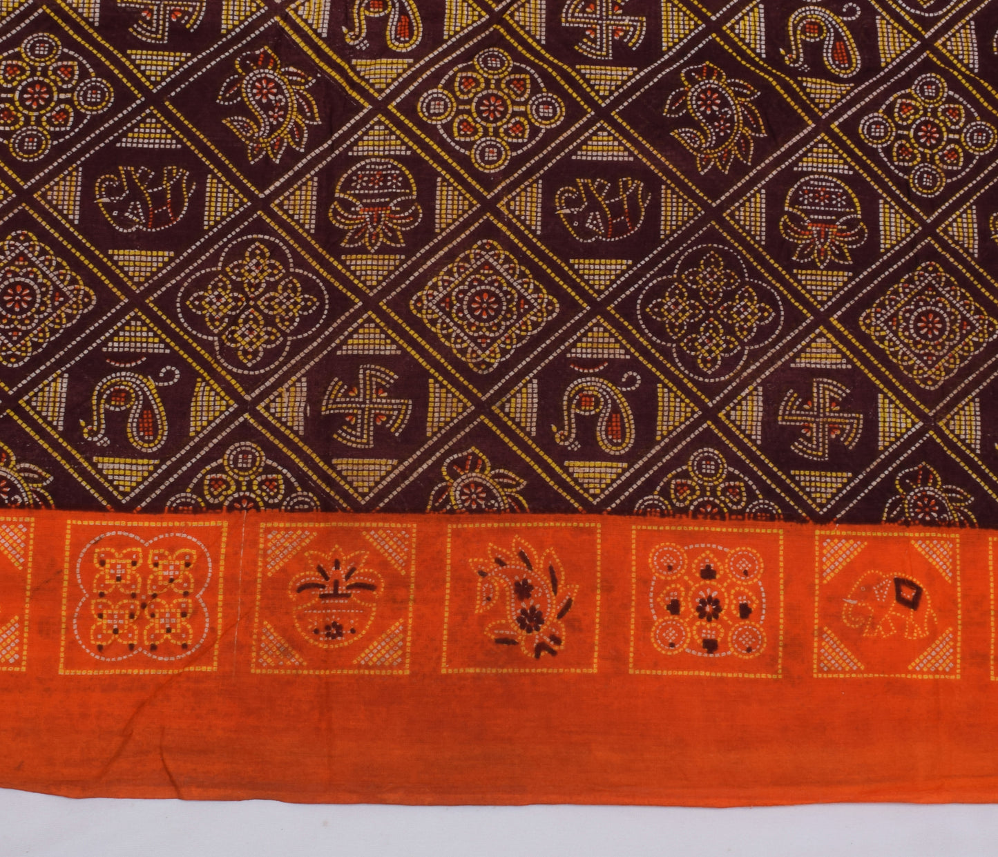 Sushila Vintage Indian Brown Saree 100% Pure Cotton Printed Soft Craft Fabric