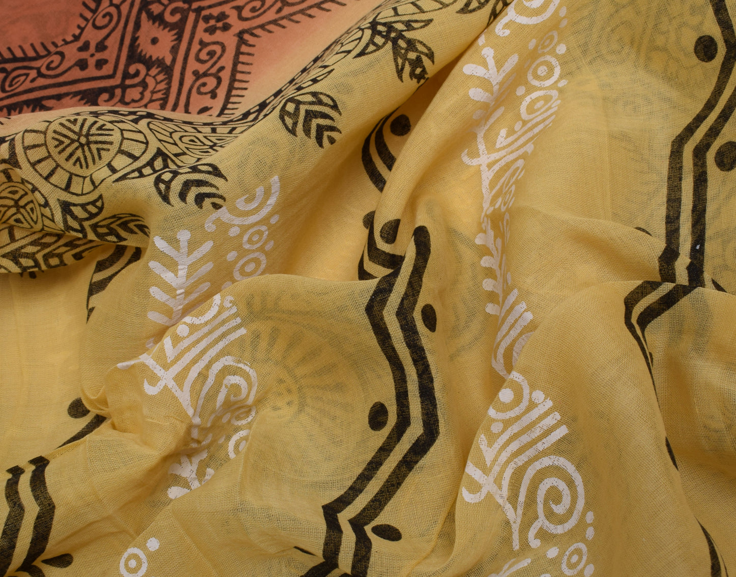 Sushila Vintage Cream Saree 100% Pure Cotton Printed Floral Craft 5 YD Fabric