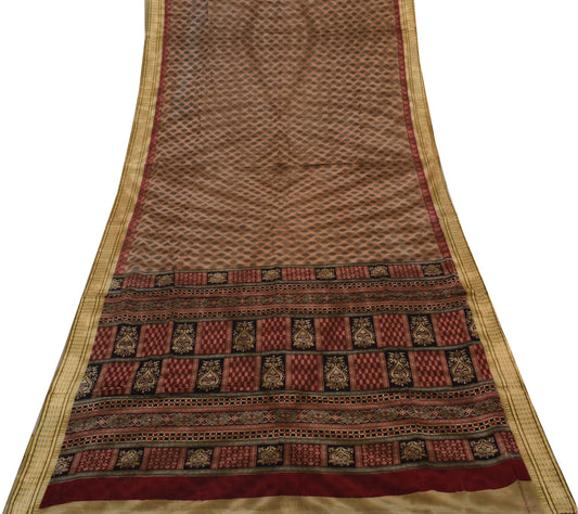 Sushila Vintage Indian Saree Pure Cotton Printed 5 Yard Soft Craft Sari Fabric